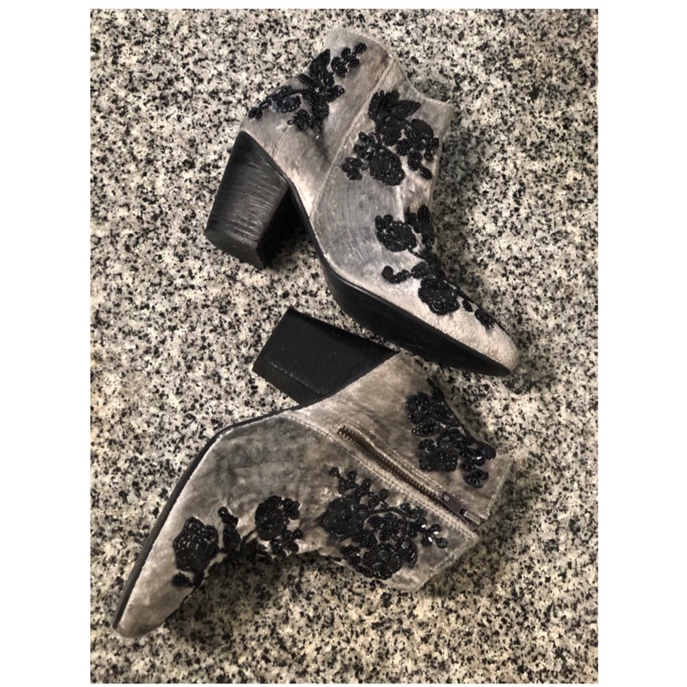 Free People Suede Bead&Sequin Embroidered Booties